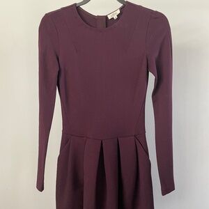 Wilfred Burgundy Flare Skirt Long Sleeve Dress